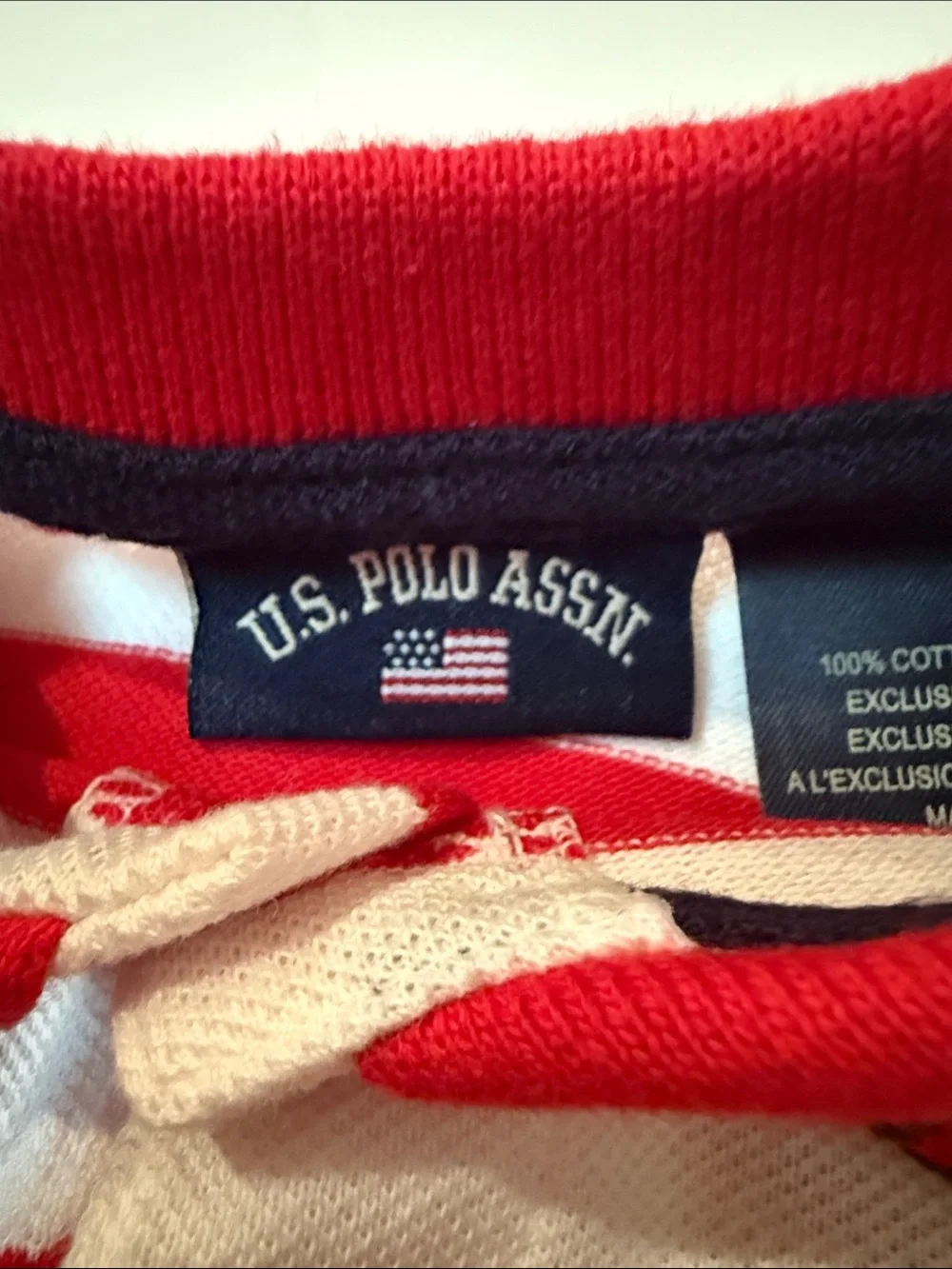 U.S. Polo Assn. Red & White Striped Polo Romper
